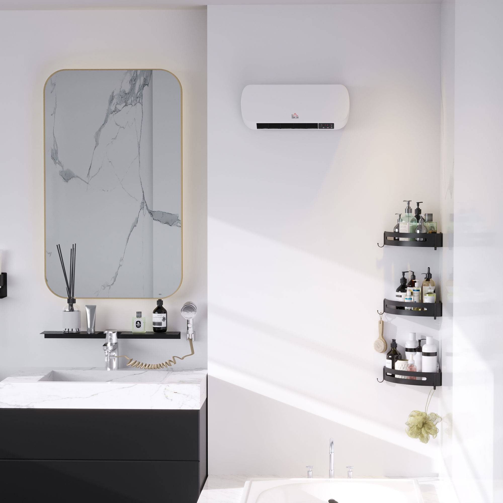 Chauffage électrique mural 1000/2000W, LED, IPX2, PTC, minuterie ...