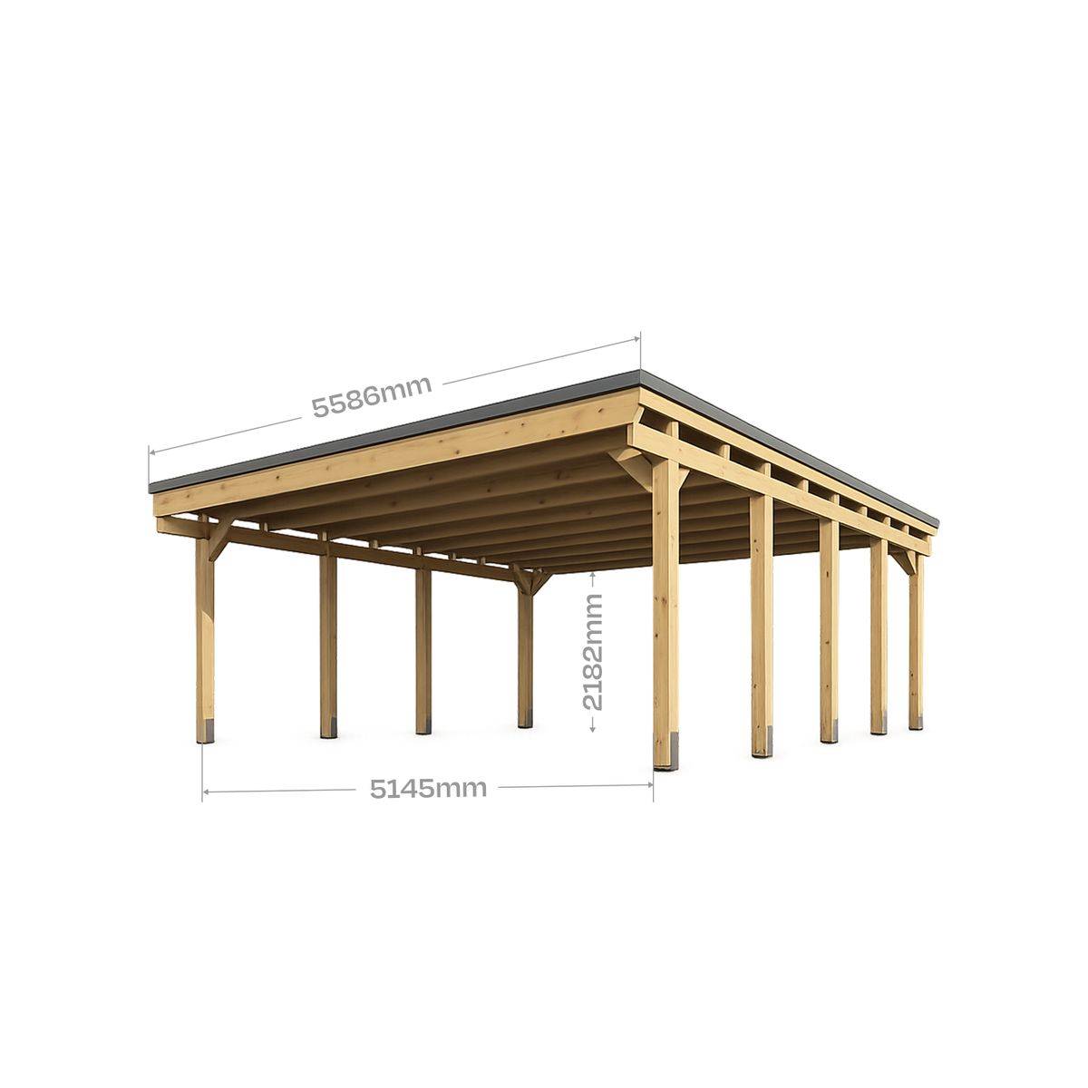 Direct Abris - Carport Bois CASTELLANE - 2 Voitures - Traitement Autoclave - Ancrage de Fixation en H - Bois de Haute Qualitée - Poteaux 12x12 cm - Image 4