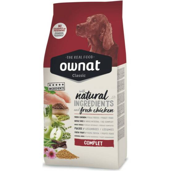 Croquettes Ownat Classic Complet pour chien Sac 4 kg