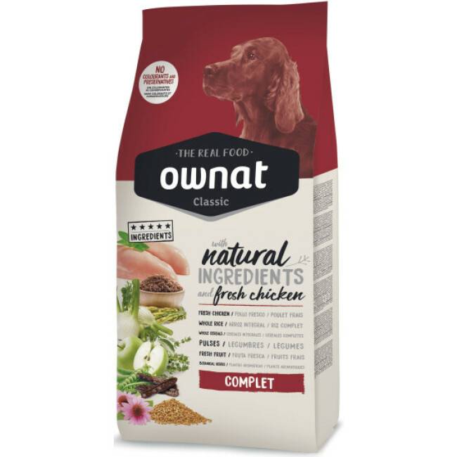 Croquettes Ownat Classic Complet pour chien Sac 4 kg