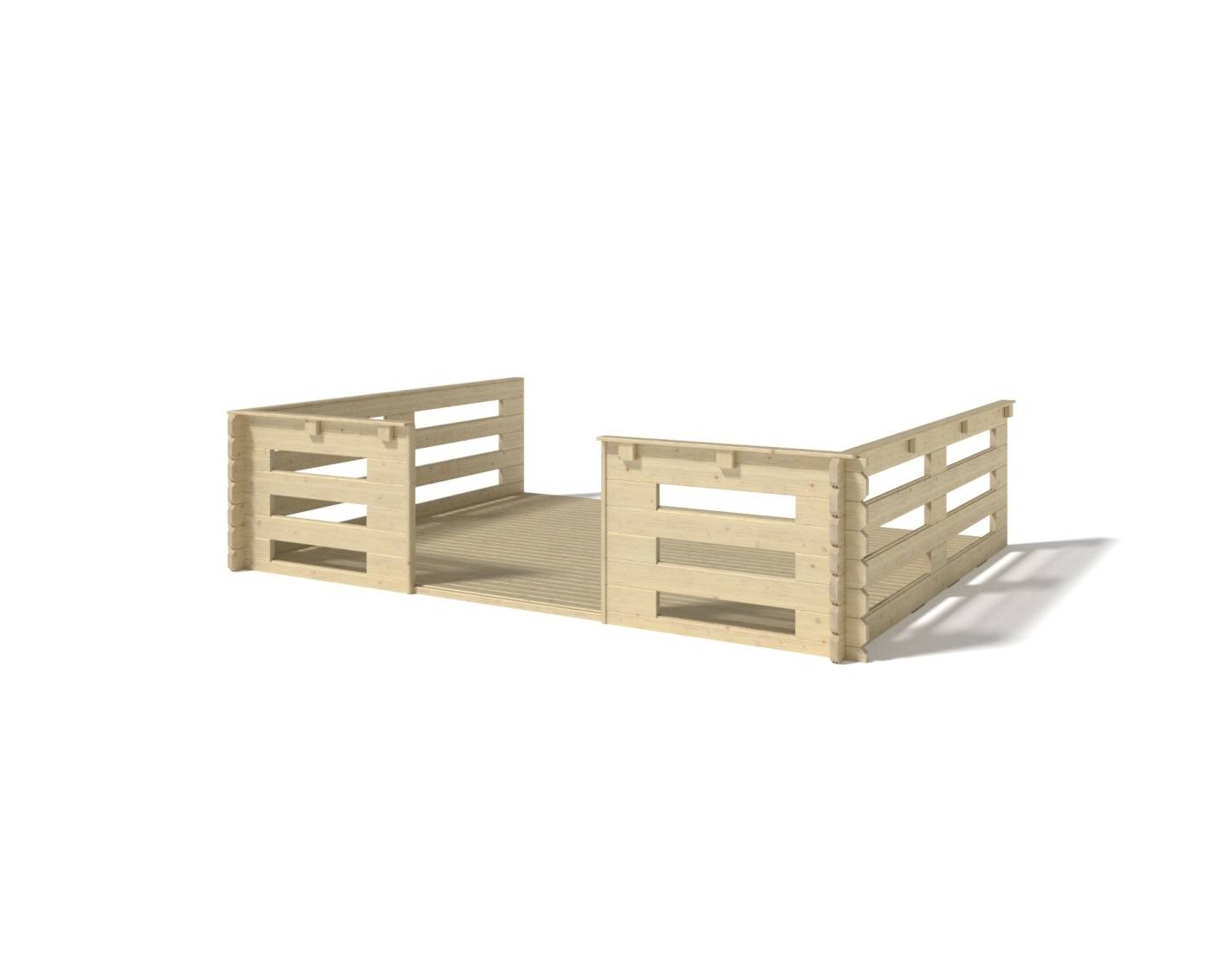 Altanka - Terrasse en bois avec balustrade pour abri en bois - 12m2 - 4m x 3m - couleur: naturel - DOM548 - ALTANKA - Image 1