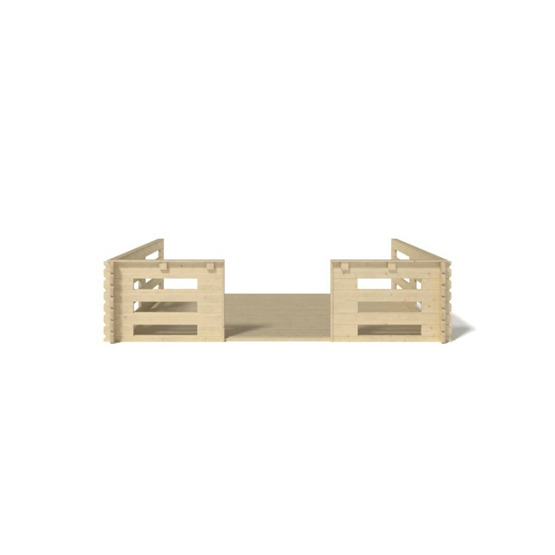 Altanka - Terrasse en bois avec balustrade pour abri en bois - 12m2 - 4m x 3m - couleur: naturel - DOM548 - ALTANKA - Image 3