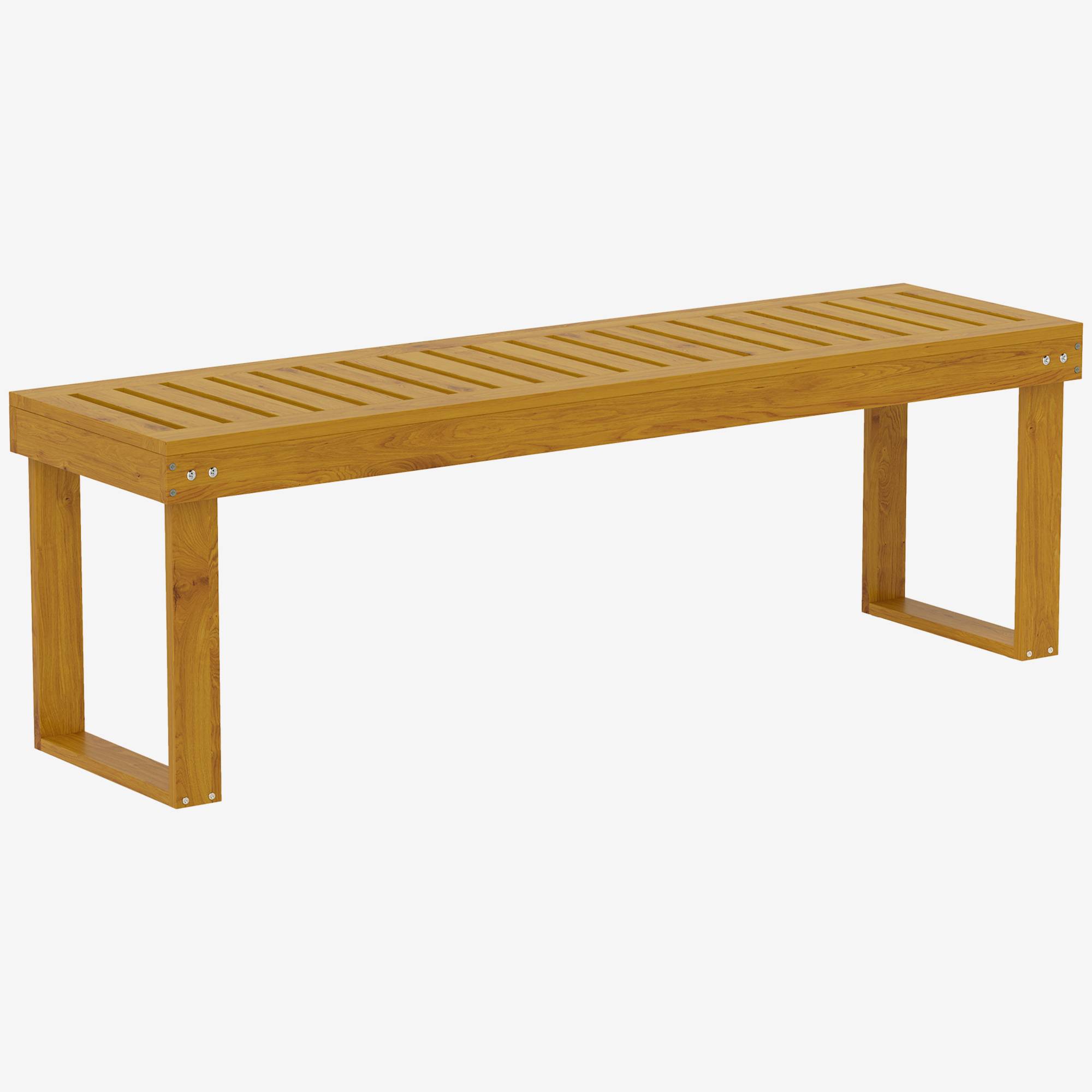 Sans Marque - Banc de jardin banc en bois de pin 2 places banquette de jardin assise à lattes 132 x 34 x 43 cm bois naturel - Image 2