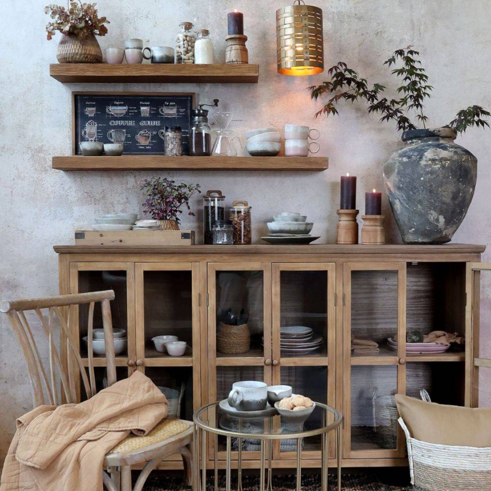 Chemin De Campagne - Armoire vitrine en bois de pin marron en verre 177 x 40 x 103 cm Chemin de campagne - Image 2