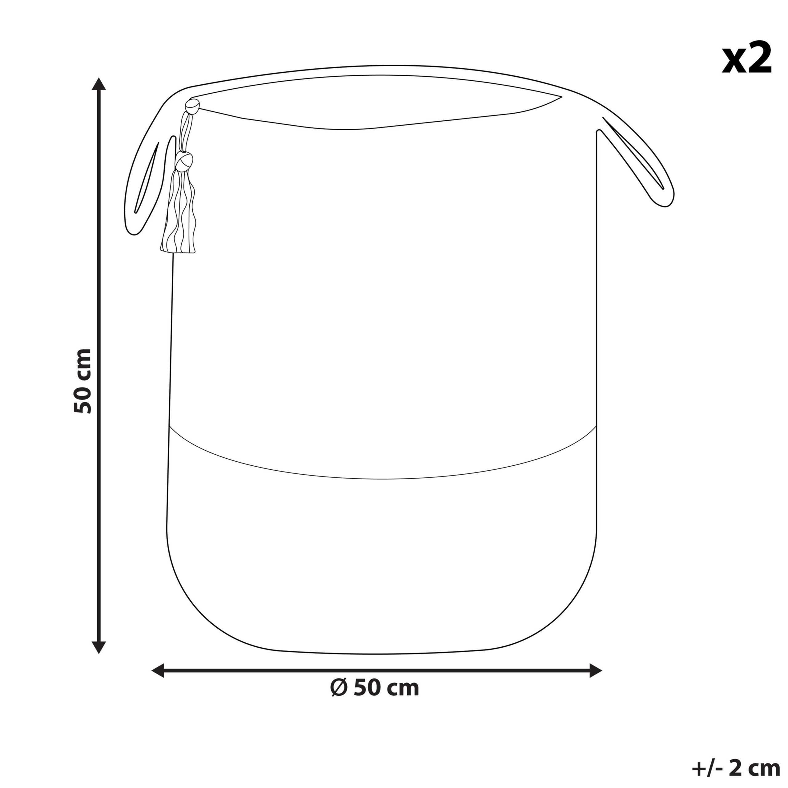 Beliani - Paniers Blanc et Beige en Jute 50 cm Ronds Faits Main Rangement Intérieur pour Linge Facile à Entretenir Corbeilles Lot de 2 - Image 3