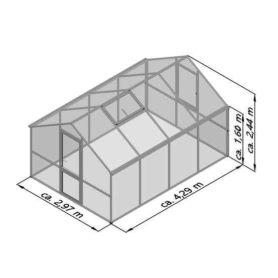 Serre de jardin 12,74m² KGT Nelke IV,aluminium brut - Image 2