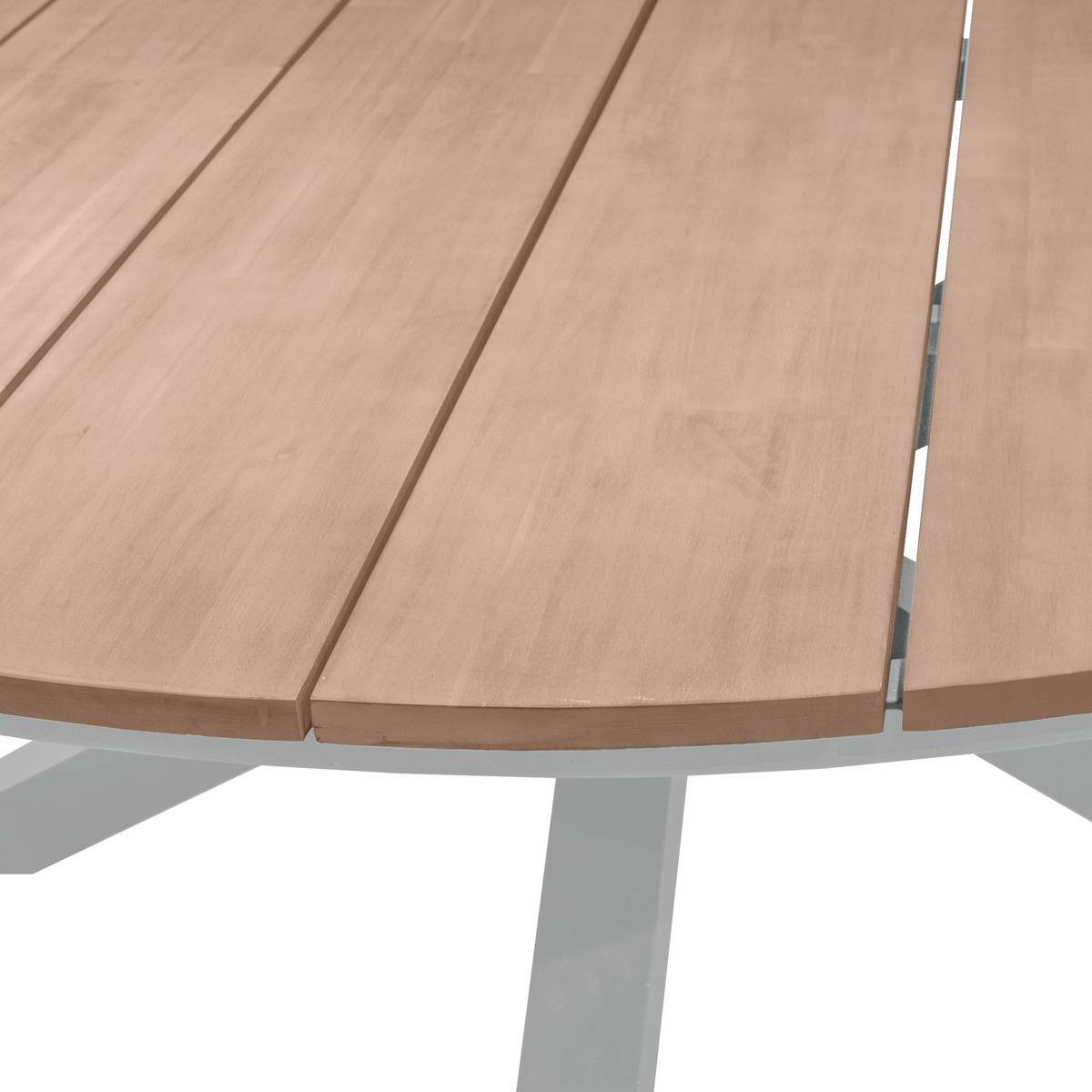Hesperide - Table de jardin ronde "Oriengo" acacia  & blanc 8 places en aluminium traité époxy - Hespéride - Image 3
