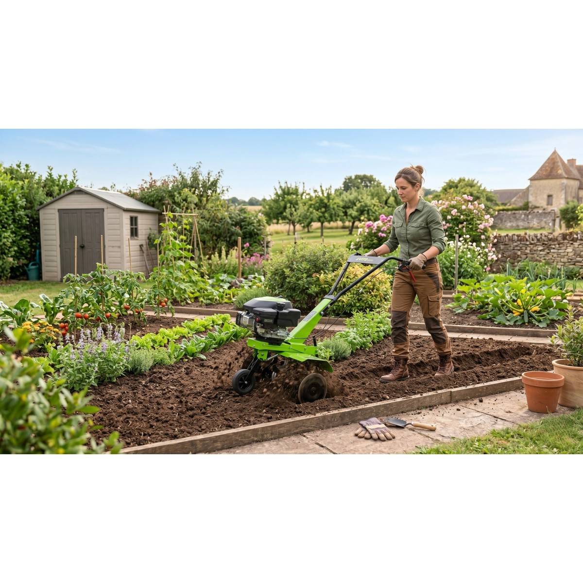 Motobineuse thermique 5CV 149Cm3 Largeur de Travail 630mm Fraise Ø260mm - Motoculteur à Essence 4T Labourer Jardin Potager VITO - Image 5