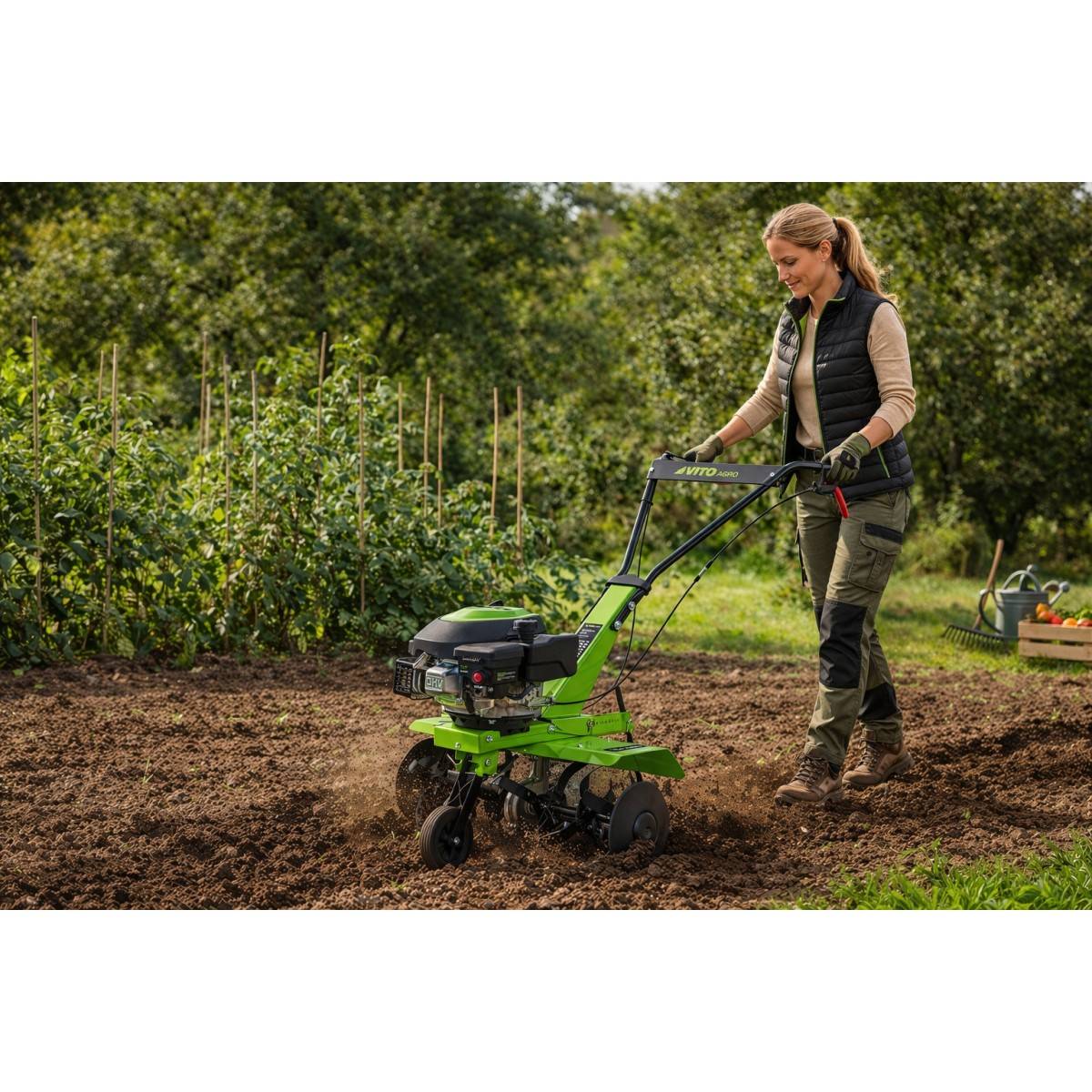 Motobineuse thermique 5CV 149Cm3 Largeur de Travail 630mm Fraise Ø260mm - Motoculteur à Essence 4T Labourer Jardin Potager VITO - Image 4