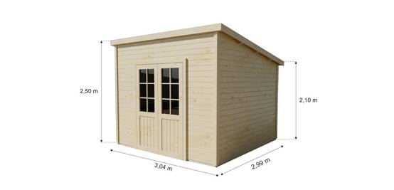 Habrita - Abri Madriers bois massif - 28 mm - surface extérieur 9,09 m2 - Toit monopente -couverture bac acier - Image 6