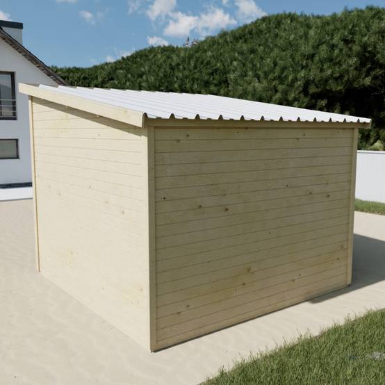 Habrita - Abri Madriers bois massif - 28 mm - surface extérieur 9,09 m2 - Toit monopente -couverture bac acier - Image 3