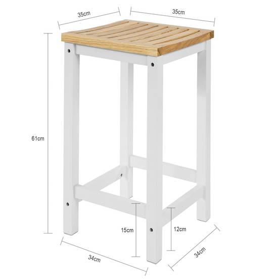SoBuy 2 Chaises de Cuisine en Bois avec Repose-Pieds, Tabourets de Bar Confortables, Couleur Naturelle - Image 3