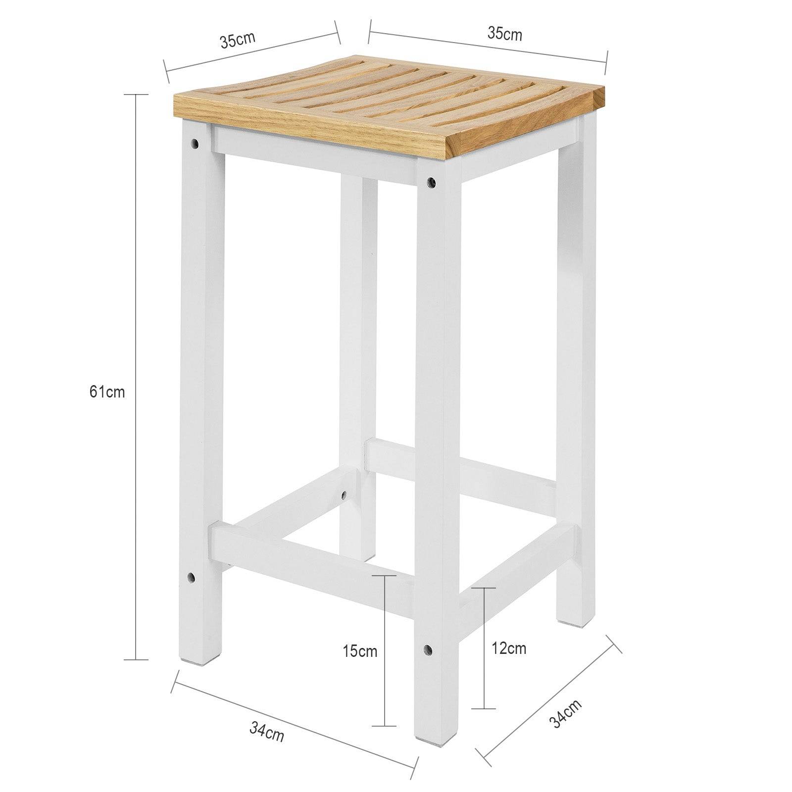 SoBuy 2 Chaises de Cuisine en Bois avec Repose-Pieds, Tabourets de Bar Confortables, Couleur Naturelle - Image 3