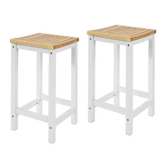SoBuy 2 Chaises de Cuisine en Bois avec Repose-Pieds, Tabourets de Bar Confortables, Couleur Naturelle - Image 1