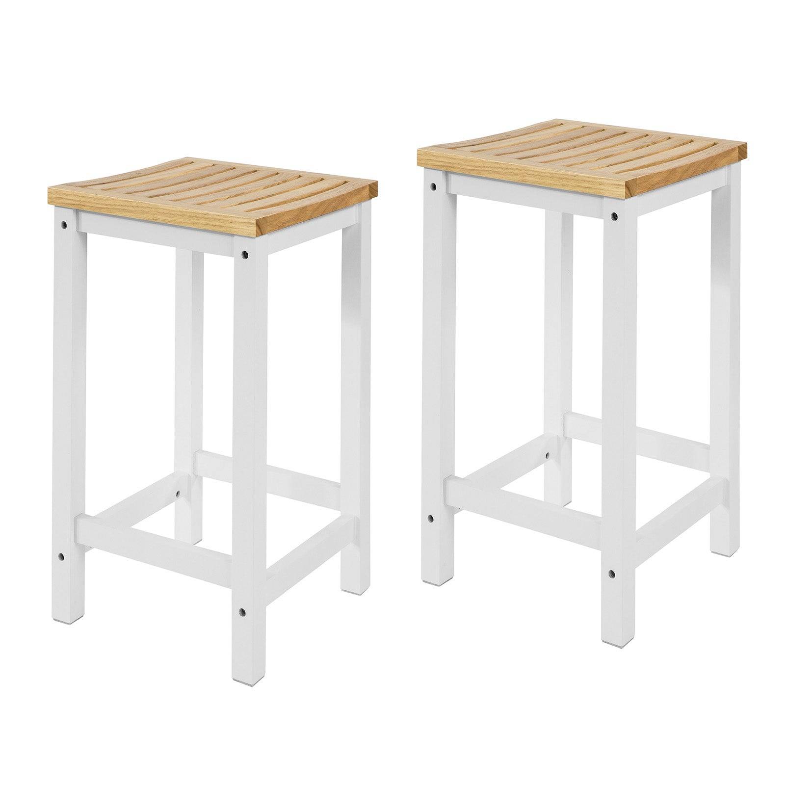 SoBuy 2 Chaises de Cuisine en Bois avec Repose-Pieds, Tabourets de Bar Confortables, Couleur Naturelle - Image 1