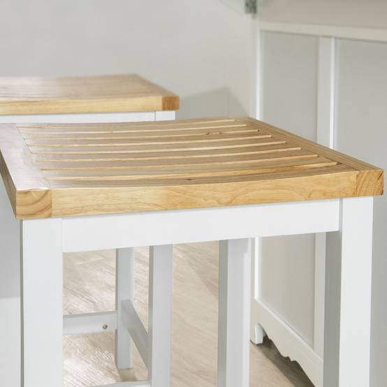 SoBuy 2 Chaises de Cuisine en Bois avec Repose-Pieds, Tabourets de Bar Confortables, Couleur Naturelle - Image 4