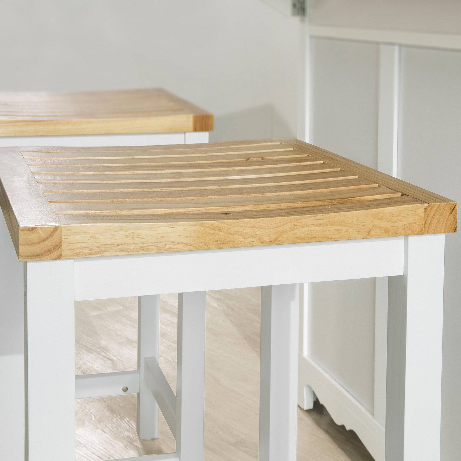 SoBuy 2 Chaises de Cuisine en Bois avec Repose-Pieds, Tabourets de Bar Confortables, Couleur Naturelle - Image 4