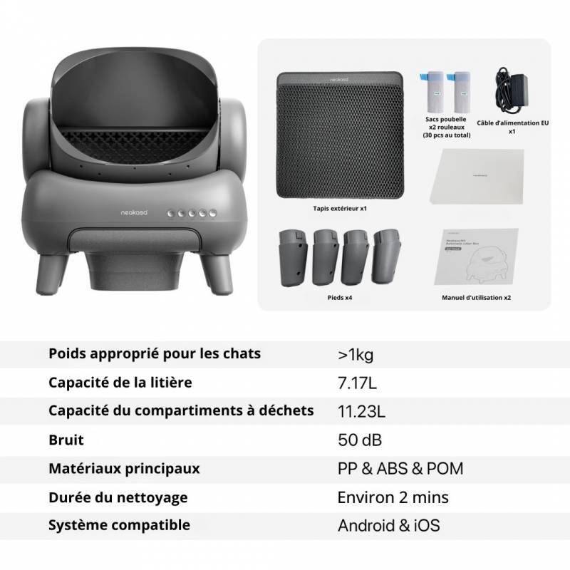 NEAKASA Litière automatique pour grands chats - Grande ouverture - Gris NEAKASA - Image 4