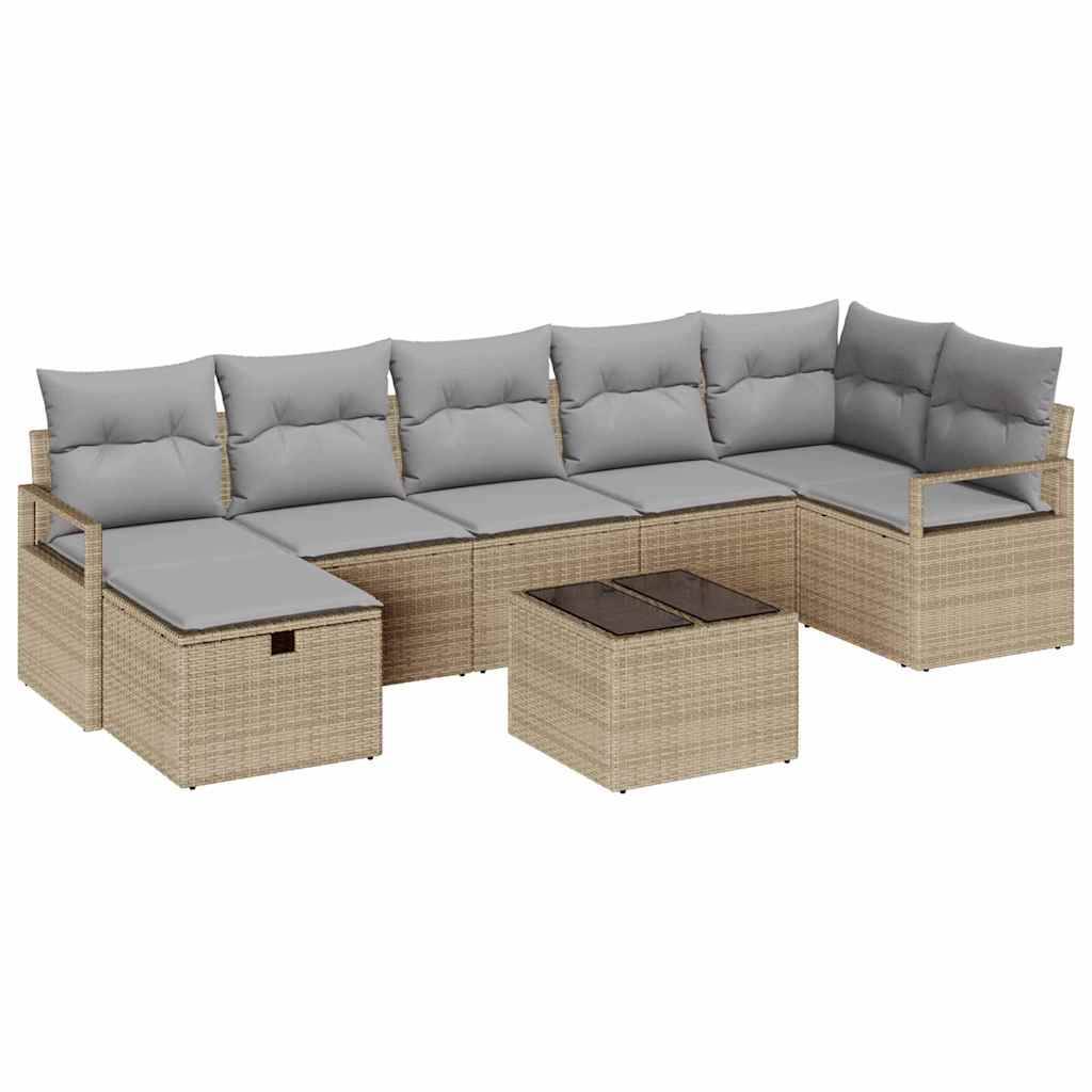 Salon Bas XXL Polyrotin Tissé - Canapés Modulables avec Table et Pouf - Beige et Gris Clair – ComfortXL Outdoor Living - Image 2