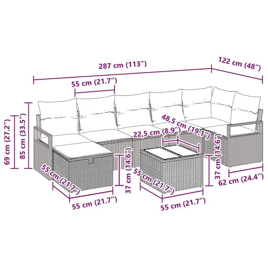 Salon Bas XXL Polyrotin Tissé - Canapés Modulables avec Table et Pouf - Beige et Gris Clair – ComfortXL Outdoor Living - Image 6