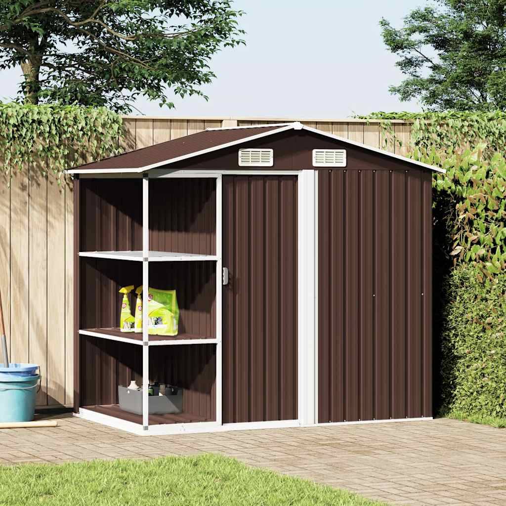 Vidaxl - Abri de jardin avec étagère Marron 205x130x183 cm Fer vidaXL 47105 - Image 1