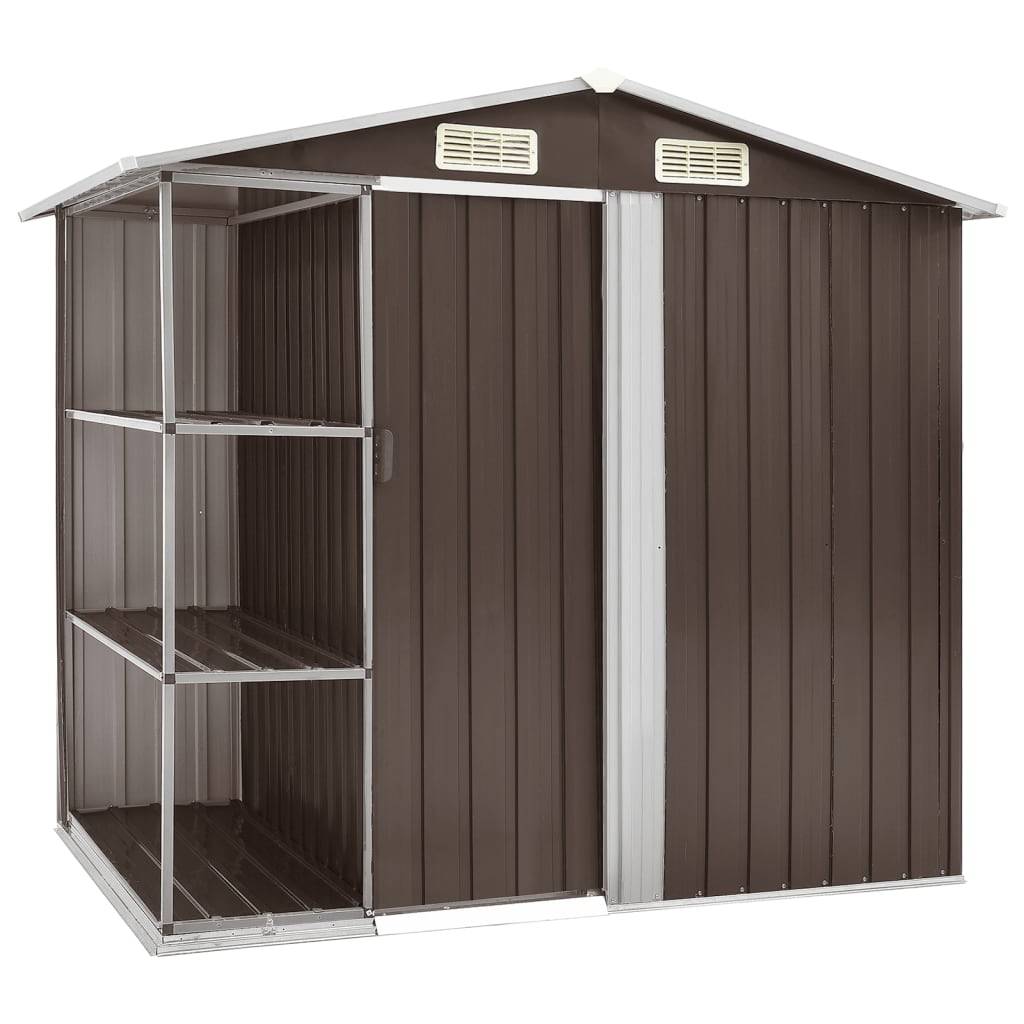Vidaxl - Abri de jardin avec étagère Marron 205x130x183 cm Fer 2.7m² vidaXL 47105 - Image 2