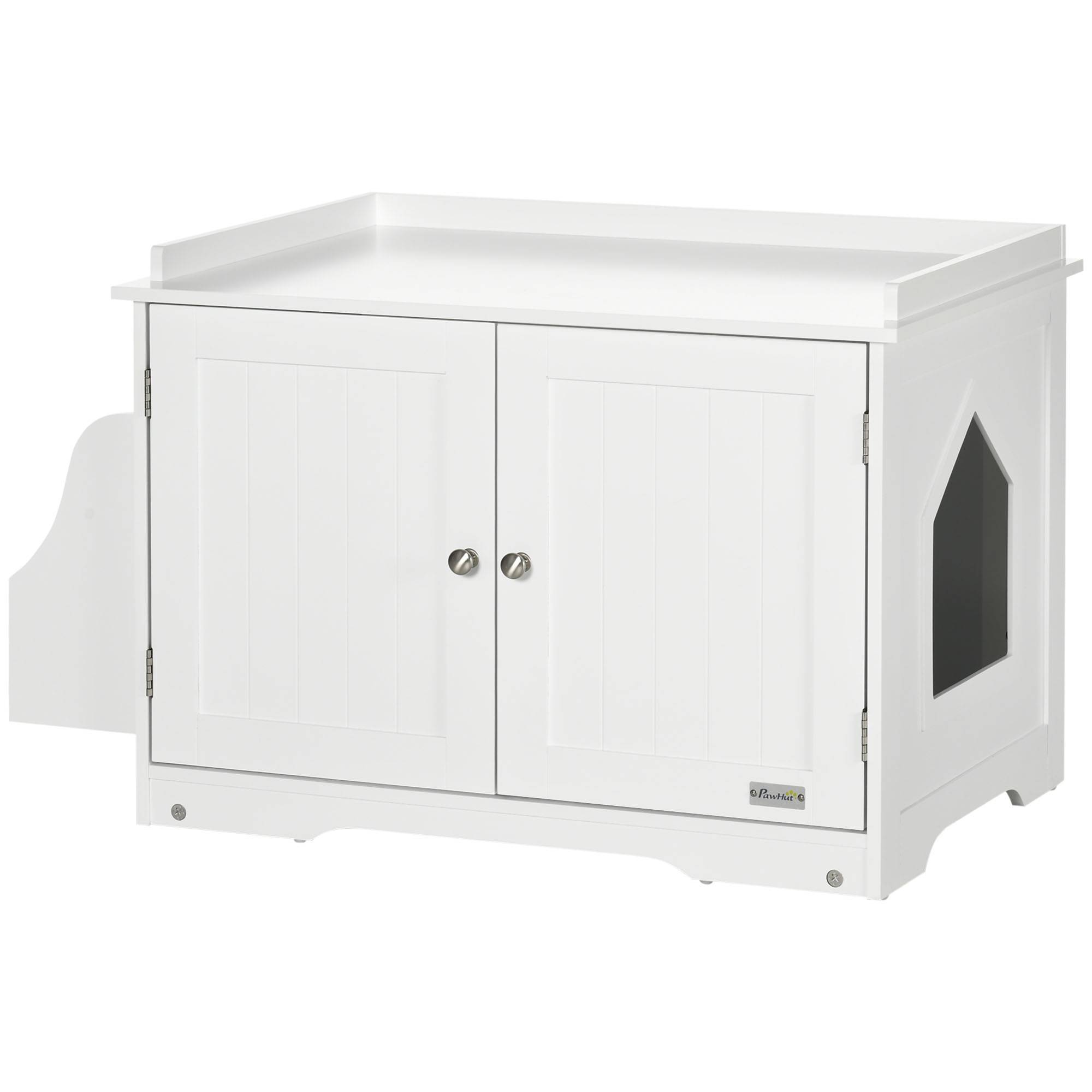 ComfortXL - Meuble litière pour chat en MDF blanc 86 x 48 x 52 cm avec rangement et double porte - ComfortXL Outdoor Living - Image 1