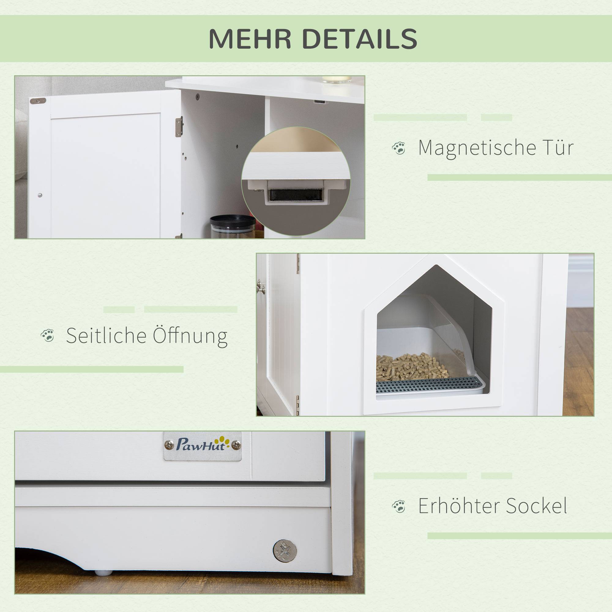 ComfortXL - Meuble litière pour chat en MDF blanc 86 x 48 x 52 cm avec rangement et double porte - ComfortXL Outdoor Living - Image 7