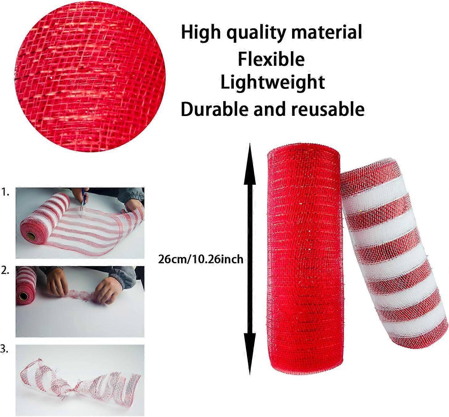 10mm Ruban Noel 2 Rouleaux/45 Mètres Rouge et Vert Ruban Satin pour Emballage Cadeau Noel, Decoration Noel Sapin, Couronne de Noel Porte