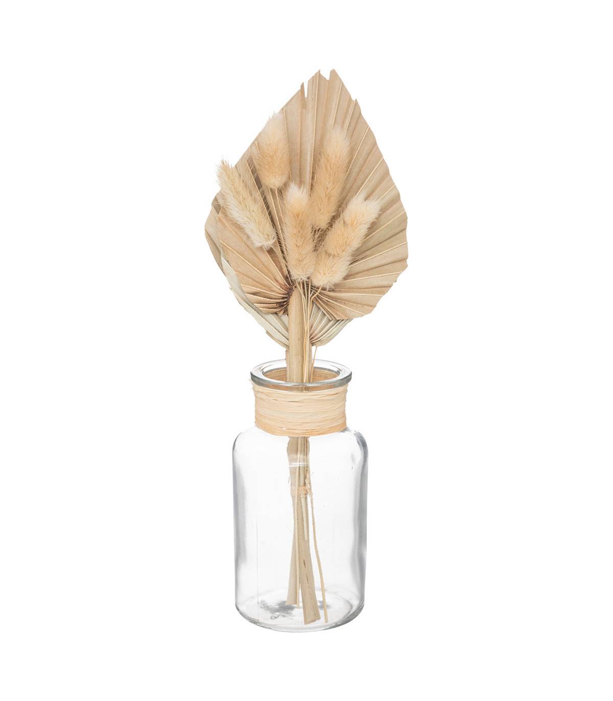 Composition de Fleurs Séchées Vase en Verre H 28.5 cm