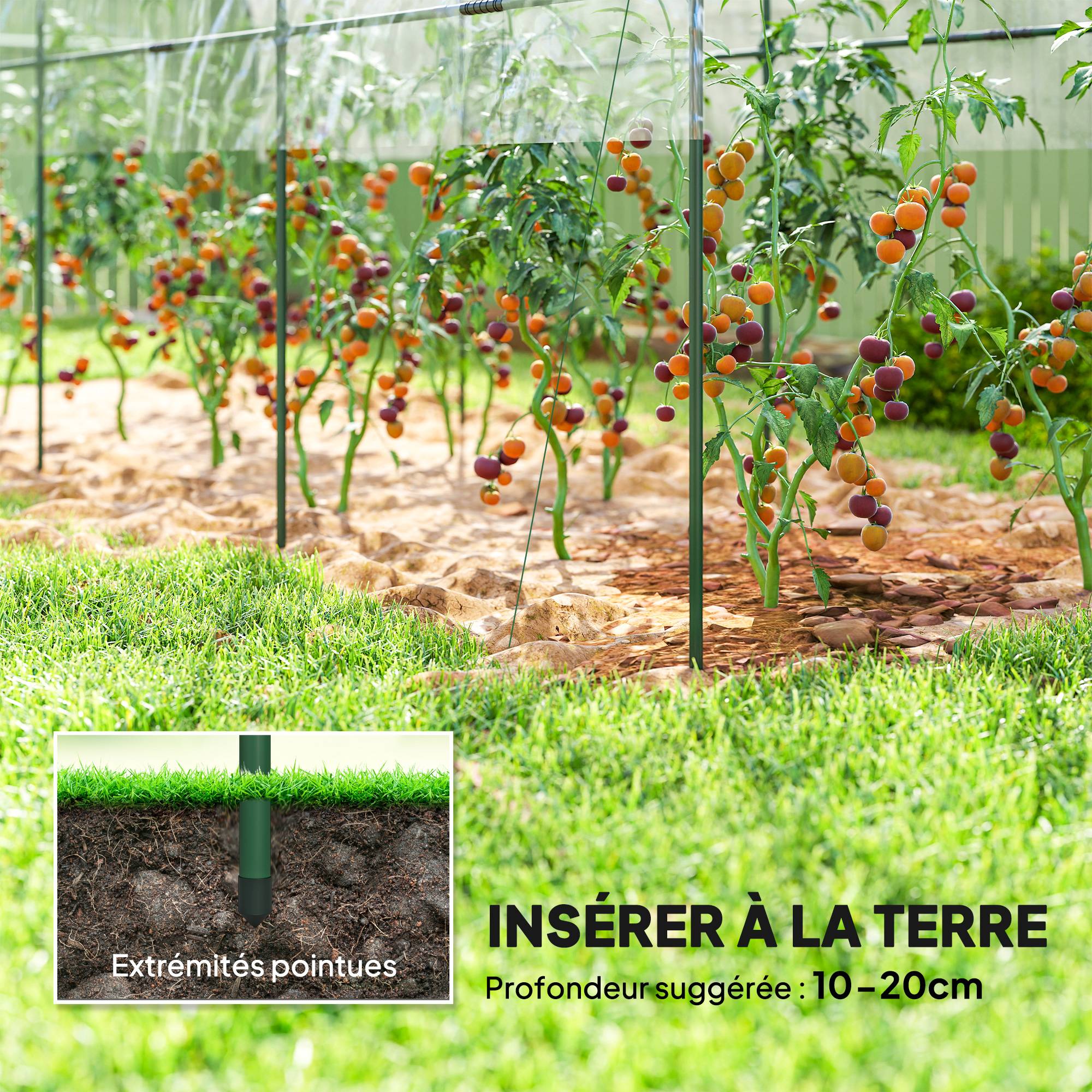 Sans Marque - Serre tunnel tomates 4x1,2x1,7 m 4 arceaux acier bâche PVC serre potager verte jardin extérieur - Image 8