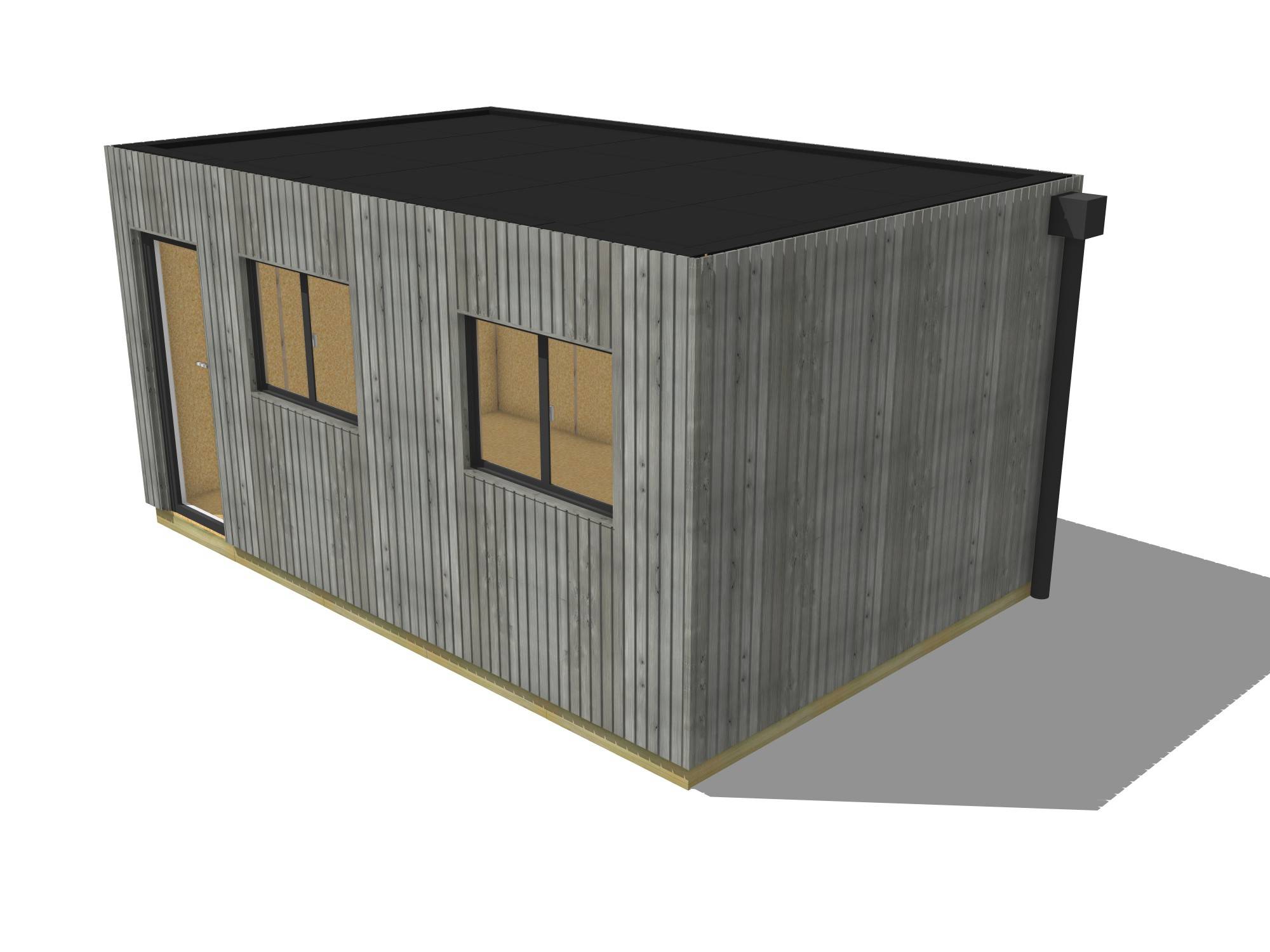 Sans Marque - Extension maison en bois en bois 5,5 x 3,5 x 2,7 m avec plancher isolé - Image 2