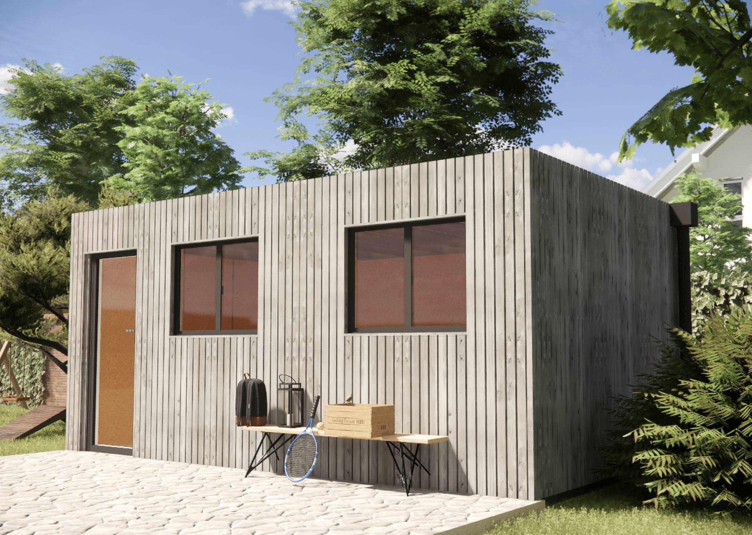 Sans Marque - Extension maison en bois en bois 5,5 x 3,5 x 2,7 m avec plancher isolé - Image 6