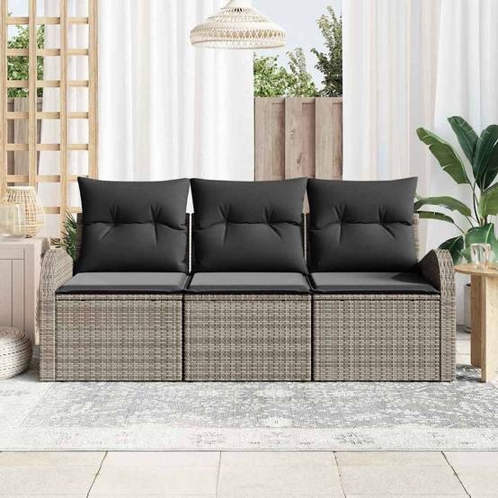 ComfortXL - Petit salon de jardin 3 places Poly rotin modulable pour Balcon Gris – ComfortXL Outdoor Living - Image 3
