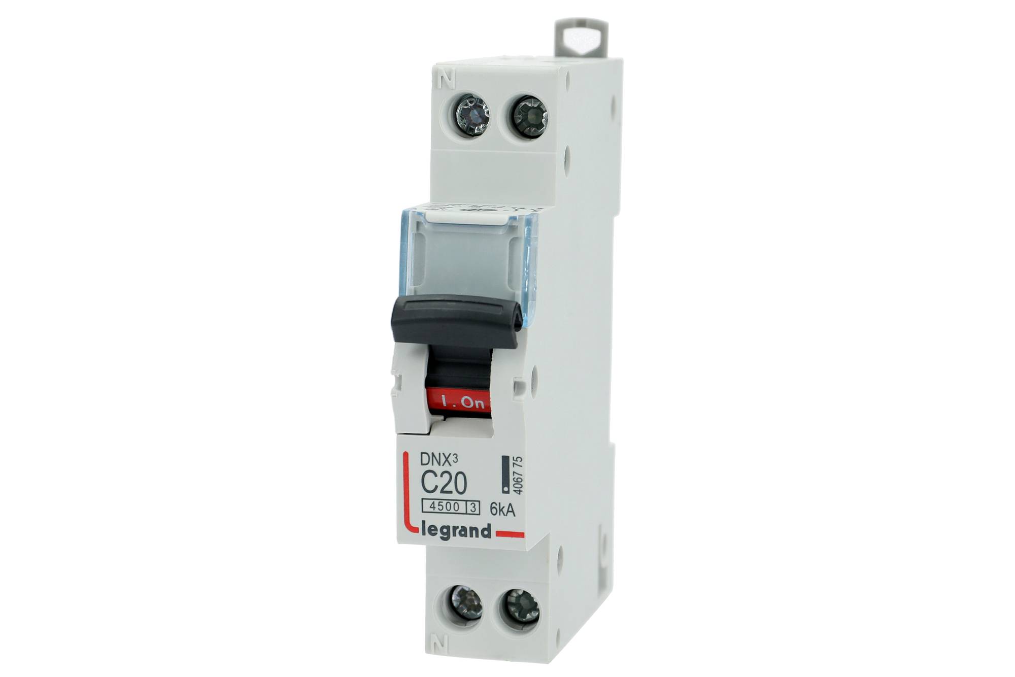 Legrand - Disjoncteur DNX³ 4500 6kA borne à vis 1 module 1P+N 230V 20A - LEGRAND - 406775 - Image 1