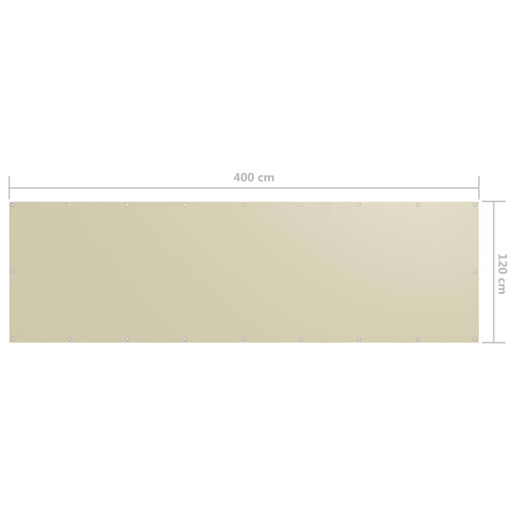 Helloshop26 - Écran de balcon brise pare vue protection confidentialité 120 x 400 cm tissu oxford crème - Image 5