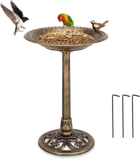 Mangeoire à Oiseaux sur Pied Bain d'Oiseaux avec Plateau de Diamètre 50cm/Hauteur 76CM/Design - Image 1