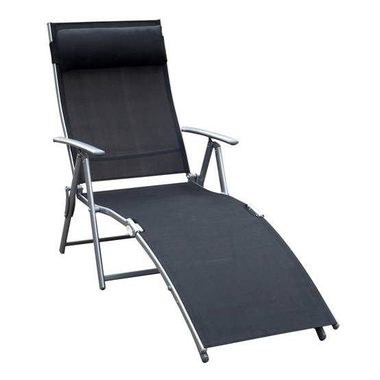 transat Chaise Longue Bain de Soleil Pliable Dossier inclinable - 137x63.5x100.5cm Métal Noir fr580 - Image 1