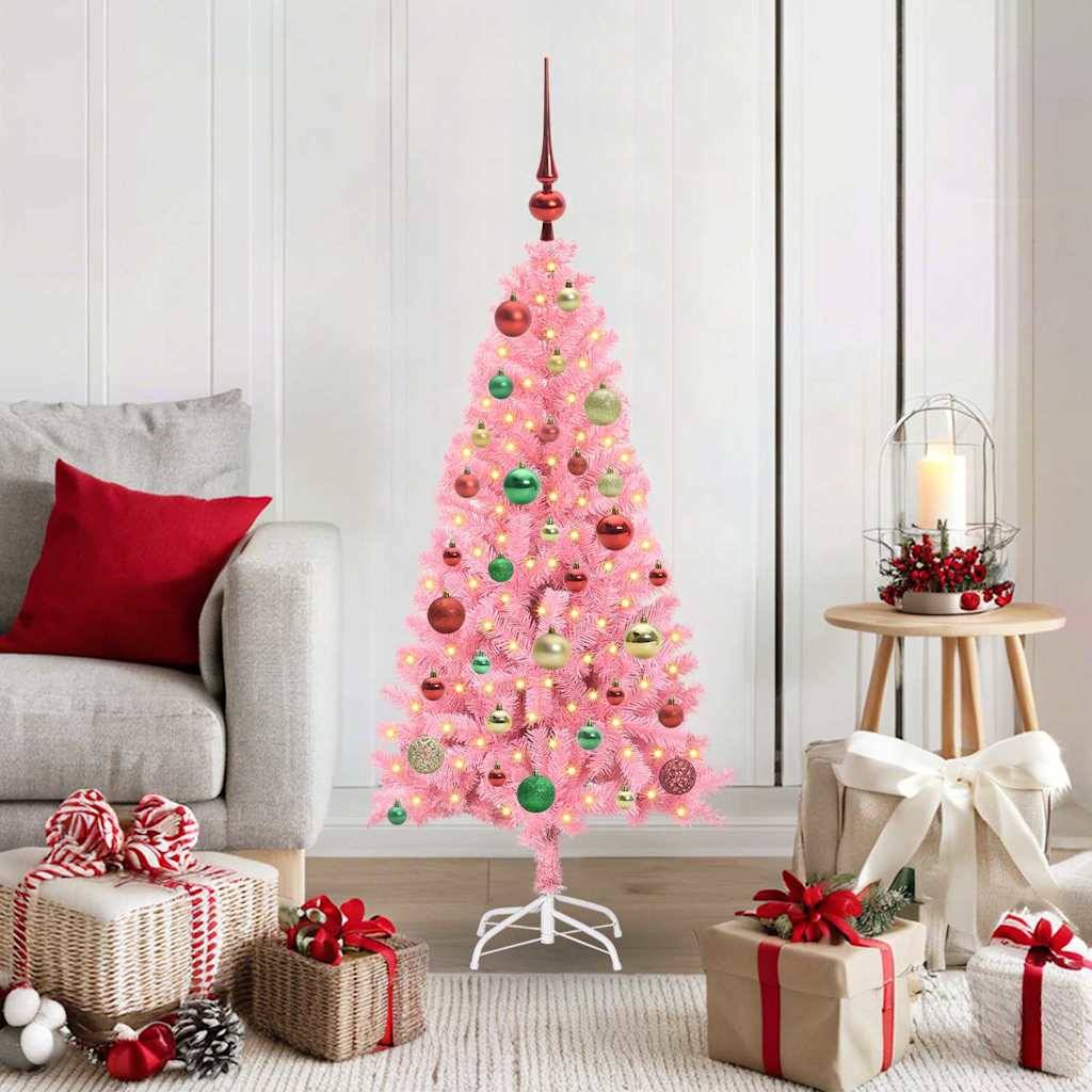 ComfortXL - Petit Sapin de Noël Original Rose 120 cm, Artificiel et Lumineux avec Décorations – ComfortXL Outdoor Living - Image 1