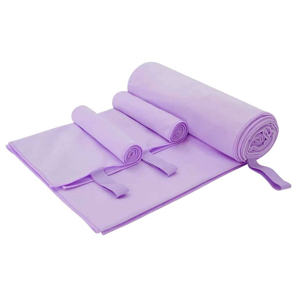 Set de serviettes de sport 3 pcs Violet Polyester et Polyamide Maison Chic - Image 2