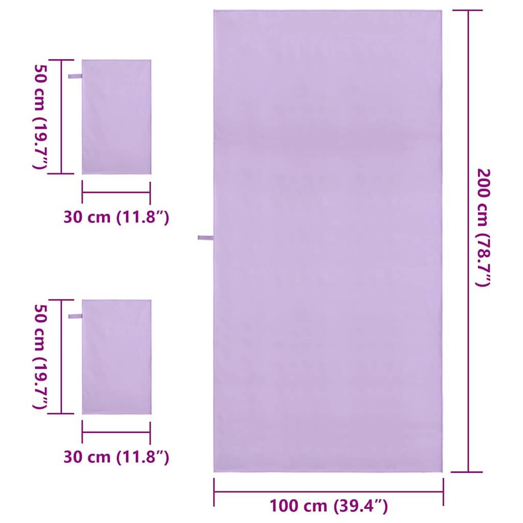 Set de serviettes de sport 3 pcs Violet Polyester et Polyamide Maison Chic - Image 8