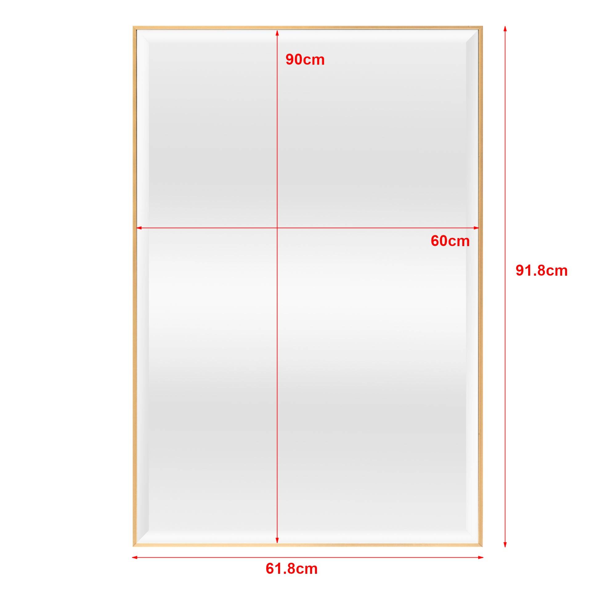 Miroir mural rectangulaire 92 x 62 cm doré - Image 3
