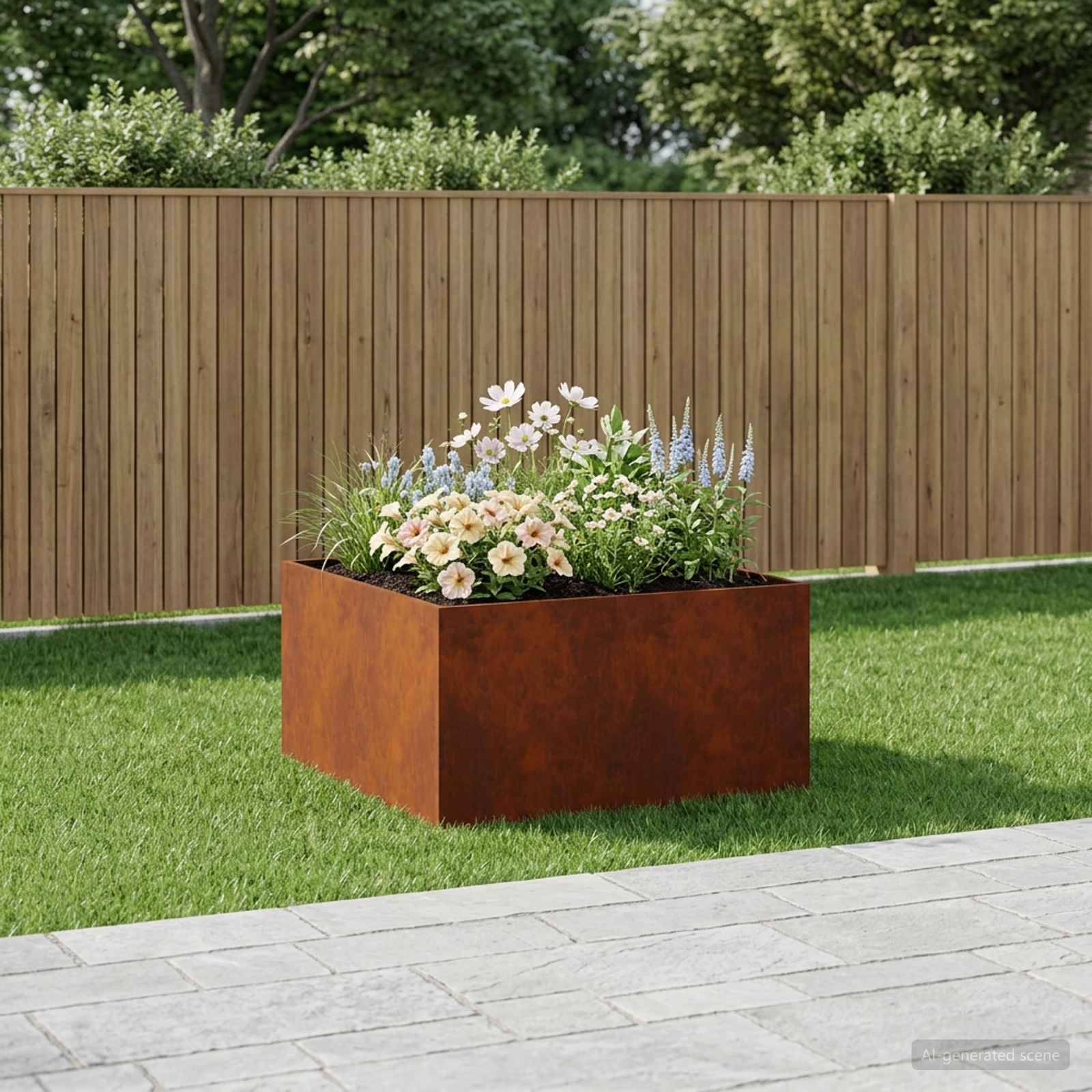 Vidaxl - Cache-pot de jardin Rouillé 80 x 80 x 40 cm Acier patiné vidaXL 8005118 - Image 1