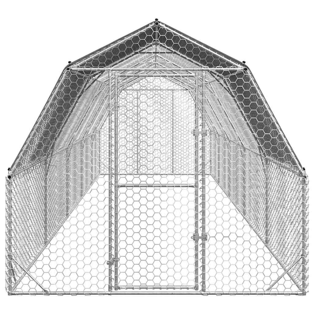 Volière poulailler 25 m² acier galvanisé avec bâche de toit pour jardin Argent – ComfortXL Outdoor Living - Image 3
