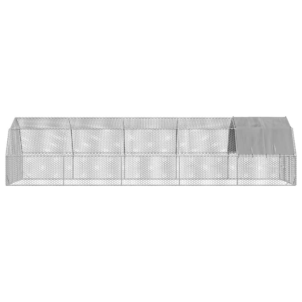 Volière poulailler 25 m² acier galvanisé avec bâche de toit pour jardin Argent – ComfortXL Outdoor Living - Image 4