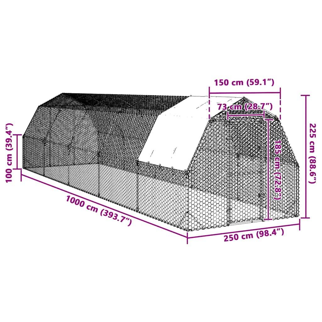 Volière poulailler 25 m² acier galvanisé avec bâche de toit pour jardin Argent – ComfortXL Outdoor Living - Image 8