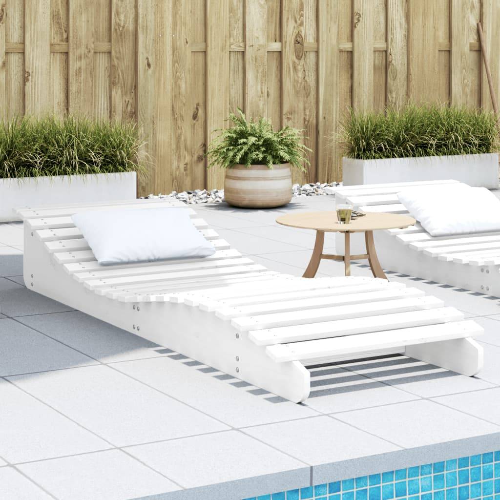 Maison Chic - Bain de soleil - Transat - Chaise longue blanc 205x70x31,5 cm bois massif de pin - MEUBLE PRO - Image 2