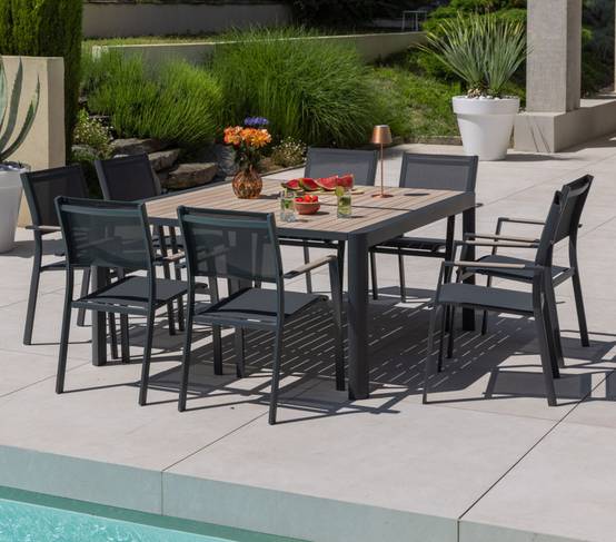 Ensemble table et chaises de jardin 8 places COLERON - Image 1