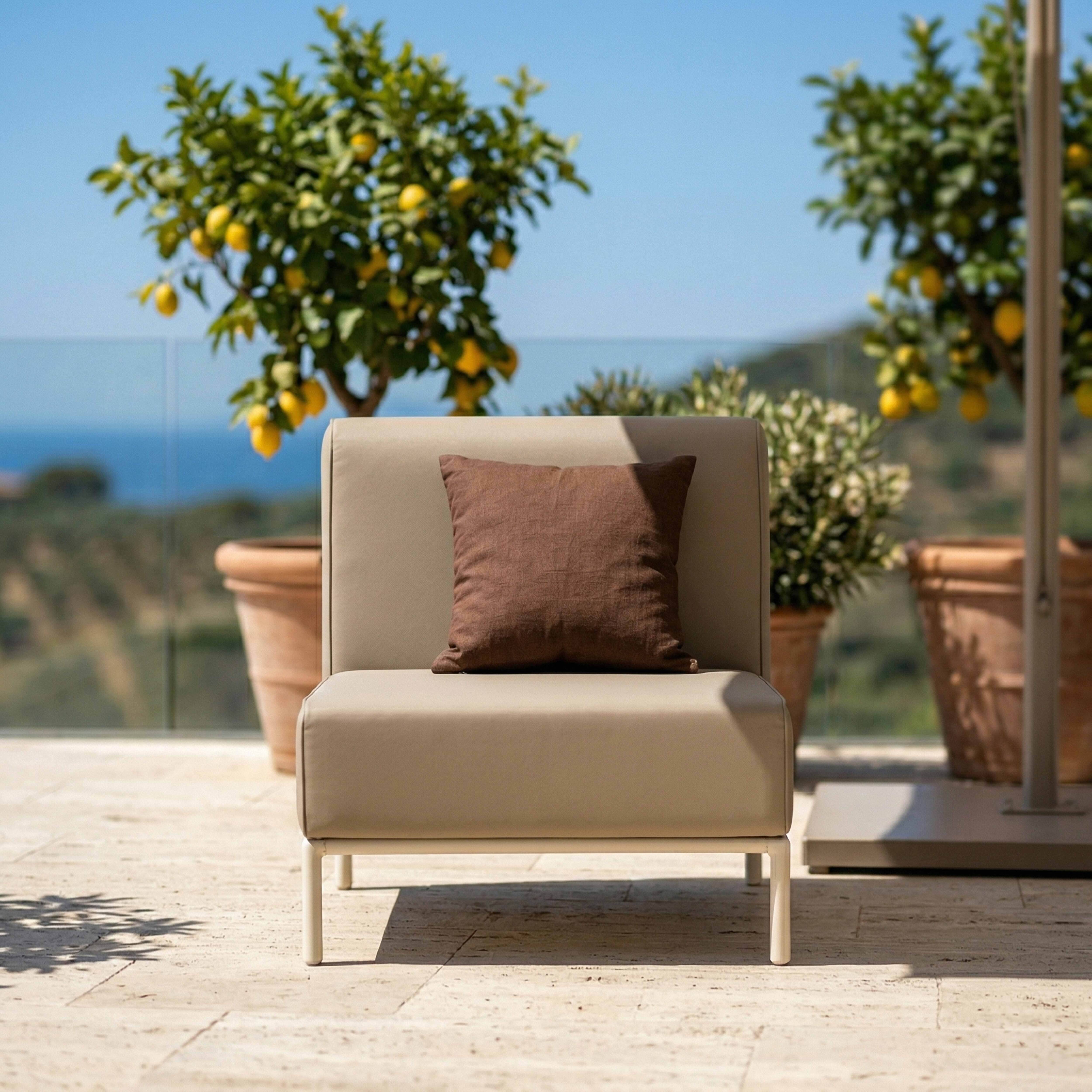 Oviala - Chauffeuse pour salon pour jardin modulable en tissu beige Patio - Oviala - Image 3
