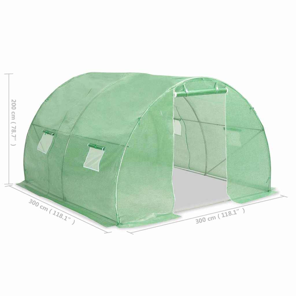 Serre Tunnel Jardin 9m² Acier Galvanisé Bâche PE Renforcée Vert - ComfortXL Outdoor Living - Image 6